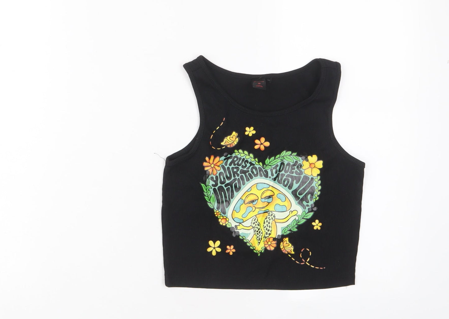 Womens UK Size S ROMWE Black Cropped Tank