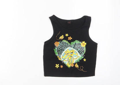Womens UK Size S ROMWE Black Cropped Tank