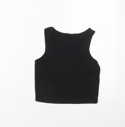 Womens UK Size S ROMWE Black Cropped Tank