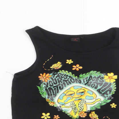Womens UK Size S ROMWE Black Cropped Tank