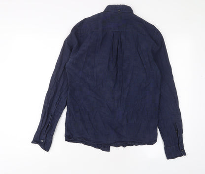 NEXT Mens Blue Cotton Button-Up Size S Collared Button