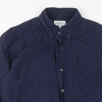 NEXT Mens Blue Cotton Button-Up Size S Collared Button
