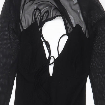 Bershka Womens Black Polyester A-Line Size S Crew Neck Pullover