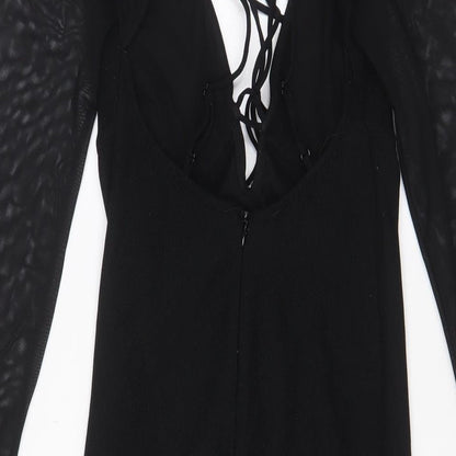Bershka Womens Black Polyester A-Line Size S Crew Neck Pullover