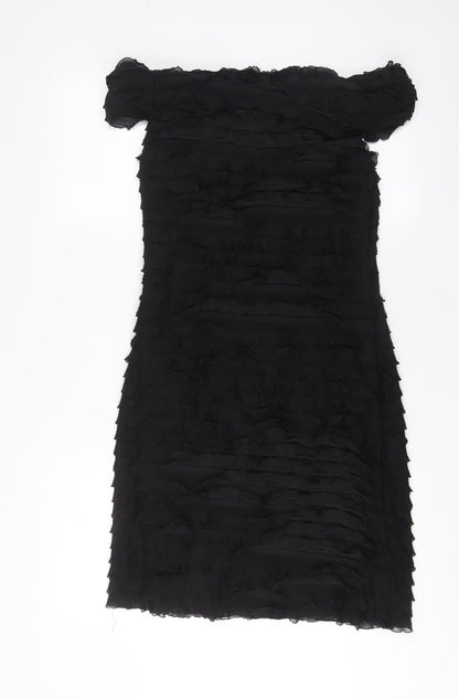 JS Boutique Womens Black Polyester A-Line Size 8 Square Neck Zip
