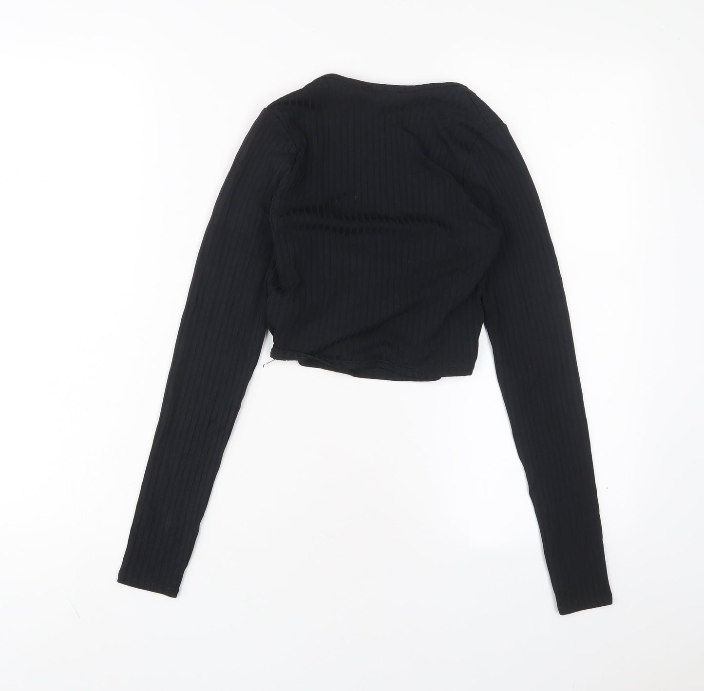 Womens UK Size 6 New Look Black Cropped T-Shirt