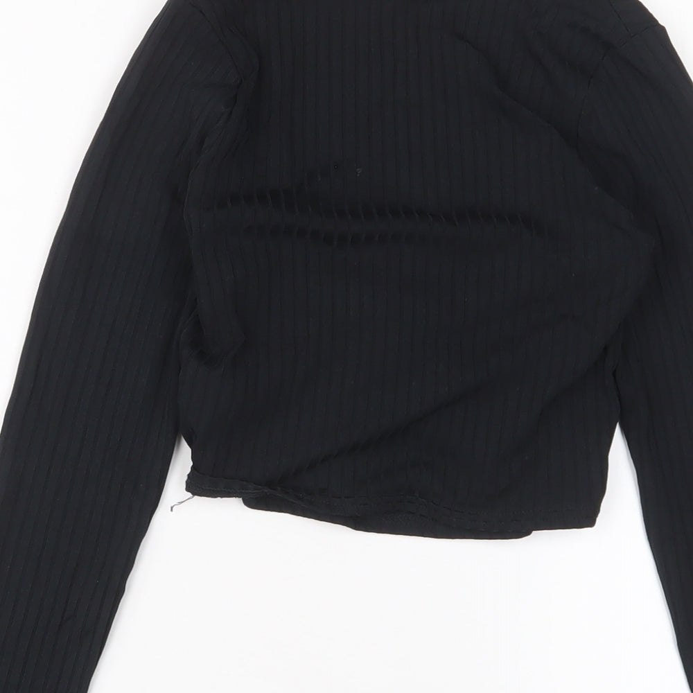 Womens UK Size 6 New Look Black Cropped T-Shirt