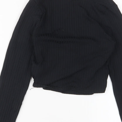 Womens UK Size 6 New Look Black Cropped T-Shirt
