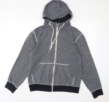H&M Womens Blue Cotton Full Zip Hoodie Size M Zip