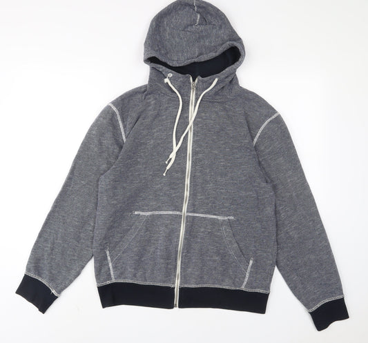 H&M Womens Blue Cotton Full Zip Hoodie Size M Zip