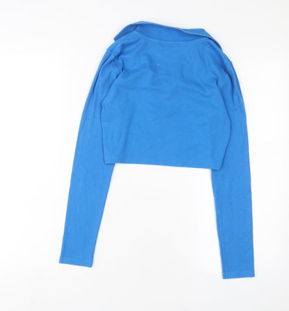 Womens UK Size M Zara Blue Basic T-Shirt