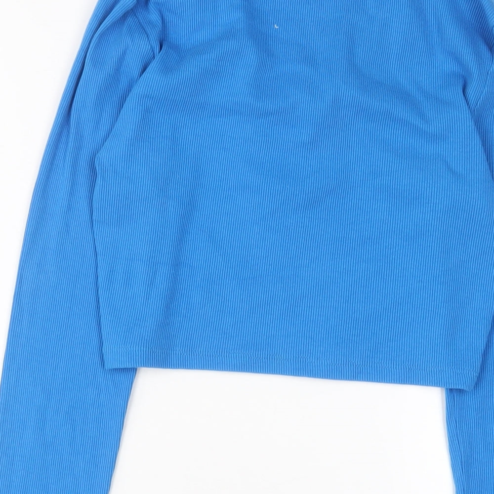 Womens UK Size M Zara Blue Basic T-Shirt