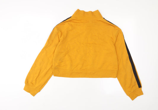 H&M Womens Yellow Cotton Pullover Sweatshirt Size XS Zip