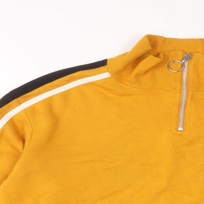 H&M Womens Yellow Cotton Pullover Sweatshirt Size XS Zip