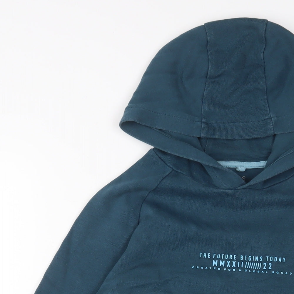 Marks and Spencer Boys Blue Cotton Pullover Hoodie Size 12-13 Years Pullover