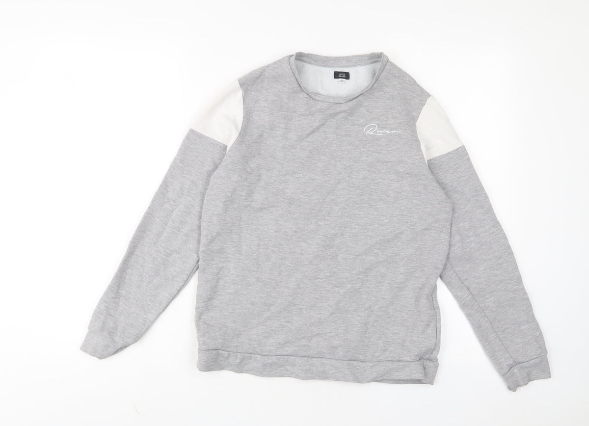 River Island Boys Grey Cotton Pullover Sweatshirt Size 13-14 Years Pullover