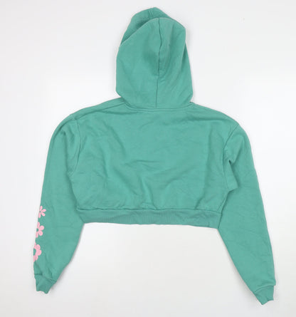 New Look Girls Blue Cotton Pullover Hoodie Size 14-15 Years Pullover - Manifest Keep Growing Flowers