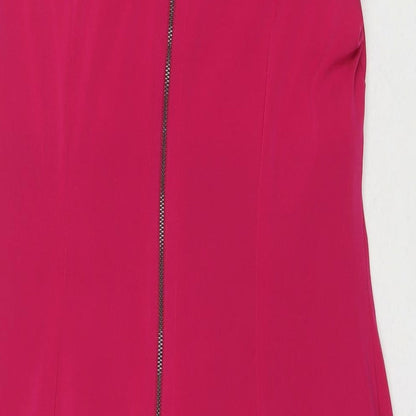 Marks and Spencer Womens Pink Polyester A-Line Size 14 Round Neck Zip