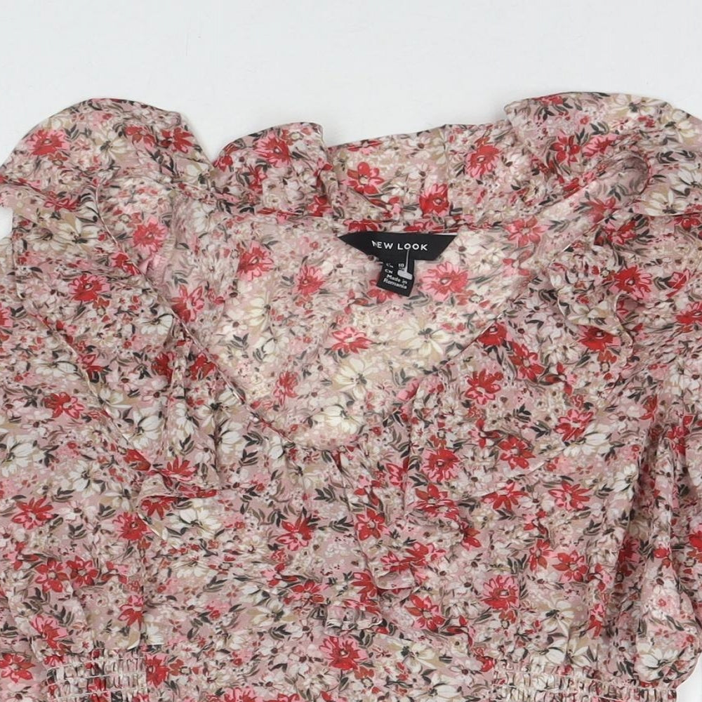 Womens UK Size 10 New Look Red Basic Blouse