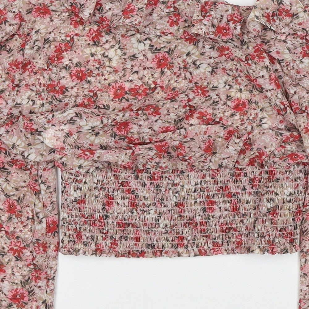 Womens UK Size 10 New Look Red Basic Blouse