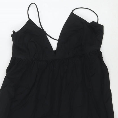 Zara Womens Black Cotton Tank Dress Size XS V-Neck Pullover