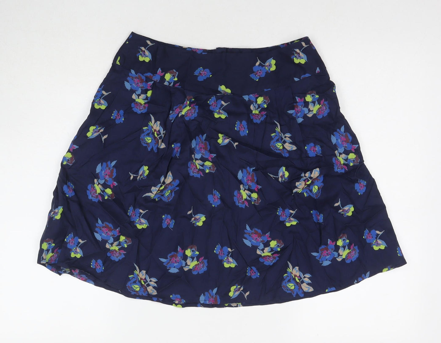 Indigo Womens Blue Floral Viscose A-Line Skirt Size 10 Button
