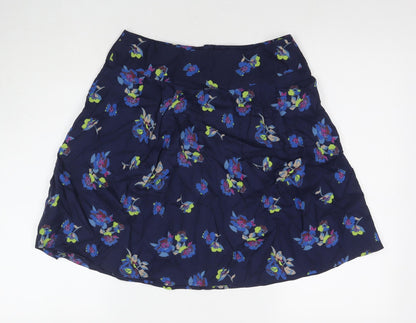Indigo Womens Blue Floral Viscose A-Line Skirt Size 10 Button