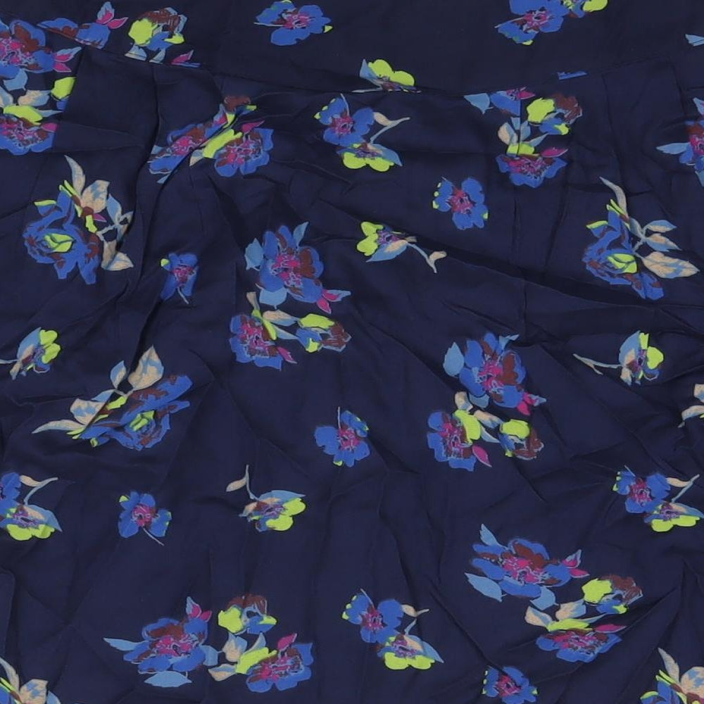 Indigo Womens Blue Floral Viscose A-Line Skirt Size 10 Button