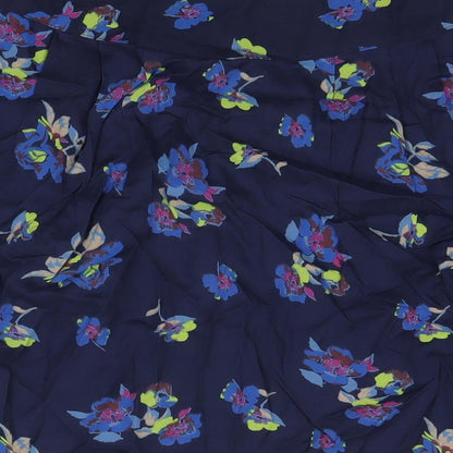 Indigo Womens Blue Floral Viscose A-Line Skirt Size 10 Button