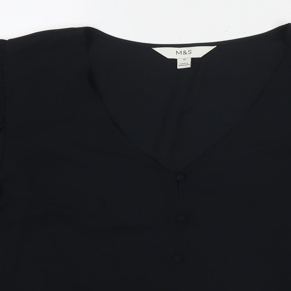 Womens UK Size 12 Marks and Spencer Black Basic Blouse