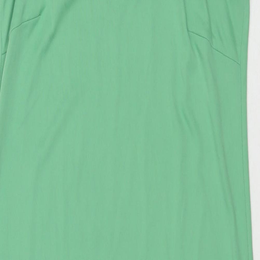 Marks and Spencer Womens Green Polyester Slip Dress Size 12 Square Neck Pullover