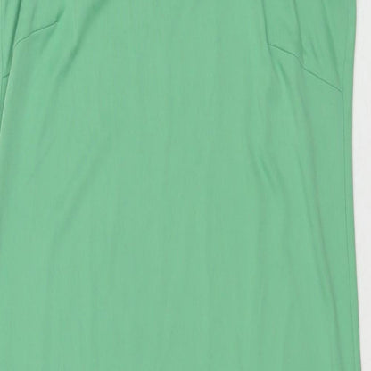 Marks and Spencer Womens Green Polyester Slip Dress Size 12 Square Neck Pullover
