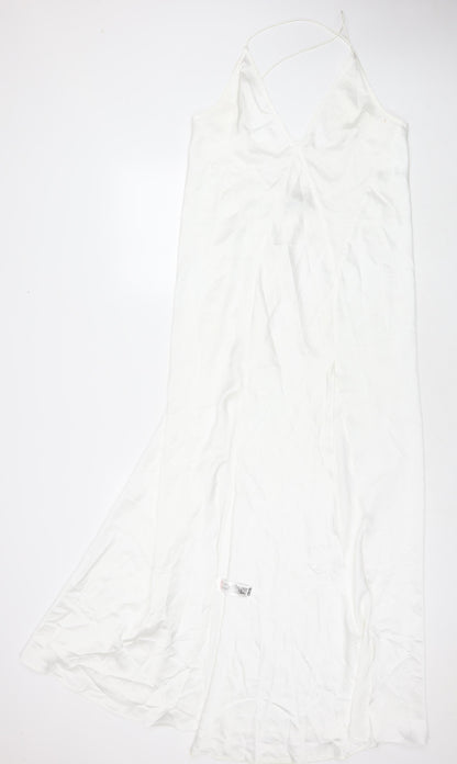 ASOS Womens White Polyester Maxi Size 12 V-Neck Pullover - Side Slit(s)