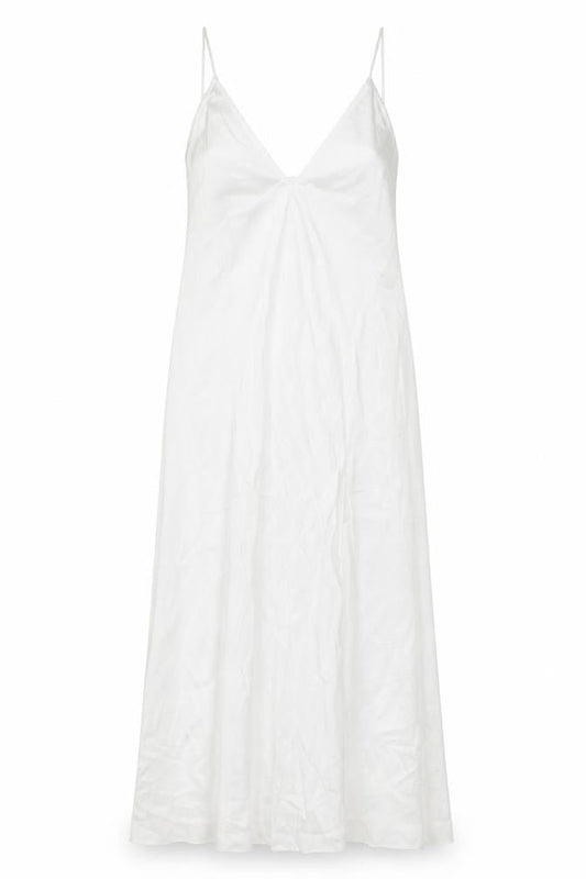 Front view of ASOS women’s white polyester maxi, size UK 12, v-neck pullover - side slit(s)