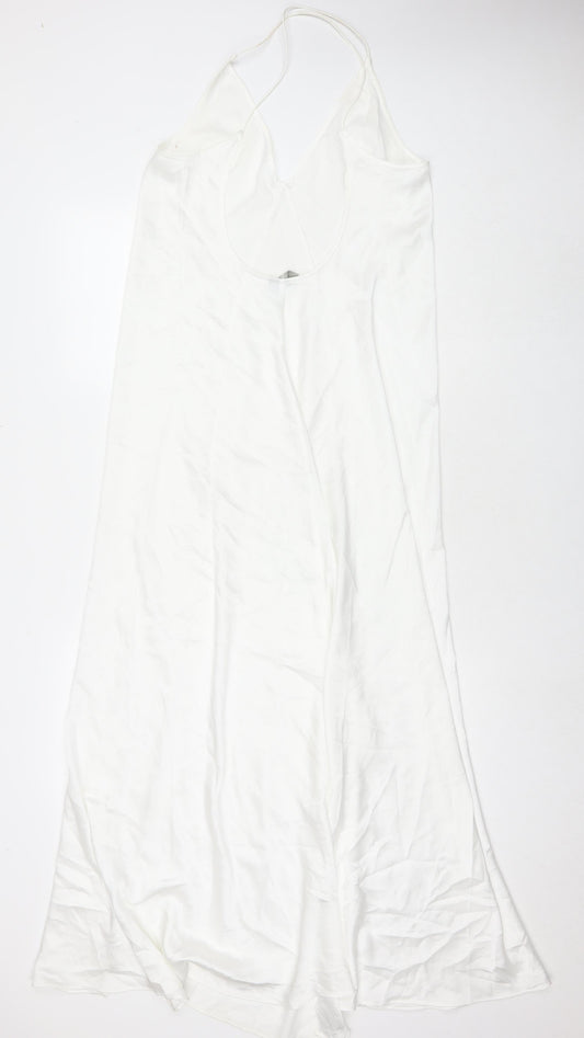 ASOS Womens White Polyester Maxi Size 12 V-Neck Pullover - Side Slit(s)
