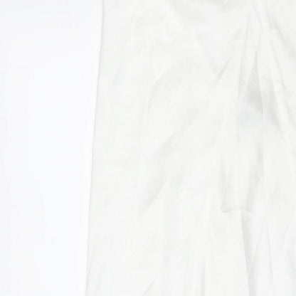 ASOS Womens White Polyester Maxi Size 12 V-Neck Pullover - Side Slit(s)