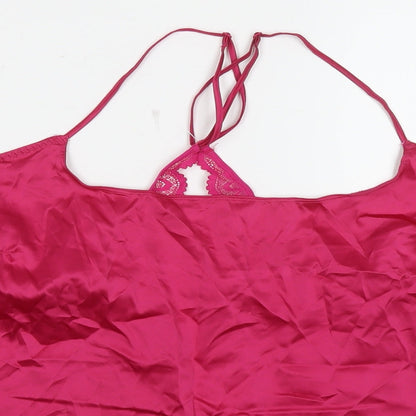 Marks and Spencer Womens Pink Solid Polyester Top Pyjama Top Size L