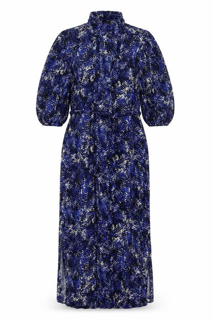 Marks and Spencer Womens Blue Animal Print Viscose Maxi Size 12 Collared Button - Snake Pattern