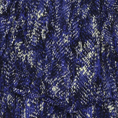 Marks and Spencer Womens Blue Animal Print Viscose Maxi Size 12 Collared Button - Snake Pattern