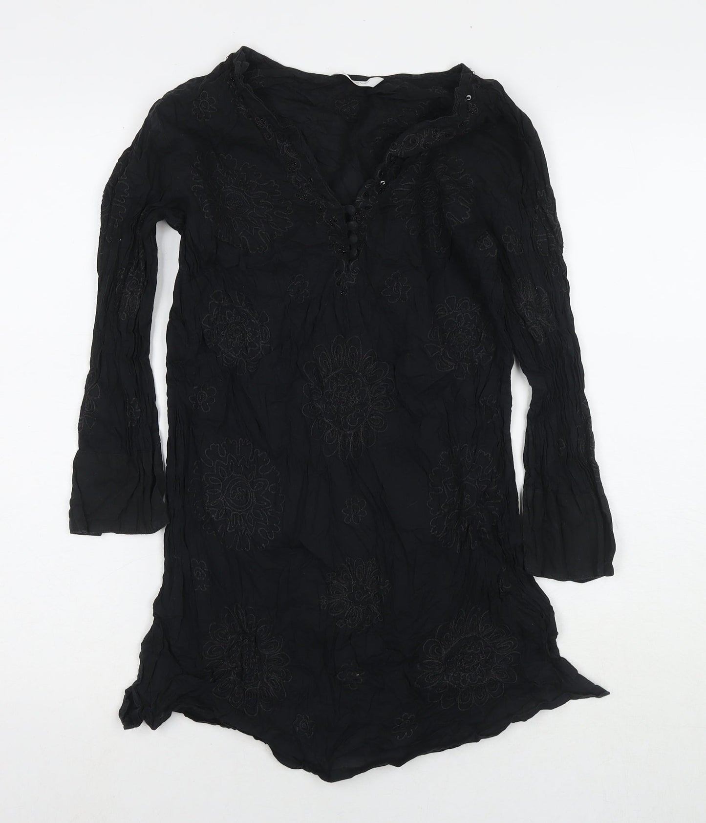 Womens UK Size 10 NEXT Black Tunic Blouse