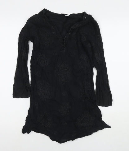 Womens UK Size 10 NEXT Black Tunic Blouse