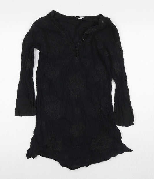 Womens UK Size 10 NEXT Black Tunic Blouse