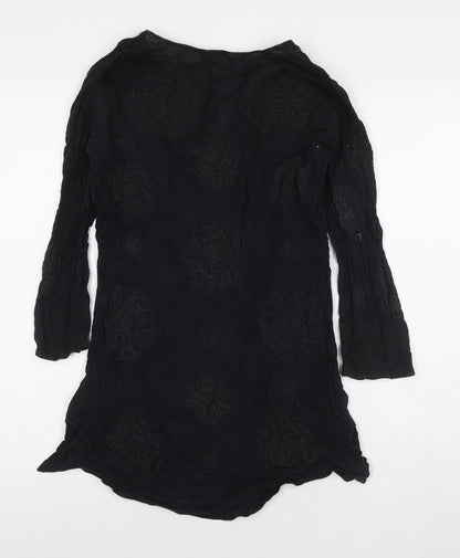 Womens UK Size 10 NEXT Black Tunic Blouse