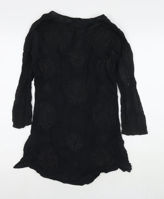 Womens UK Size 10 NEXT Black Tunic Blouse