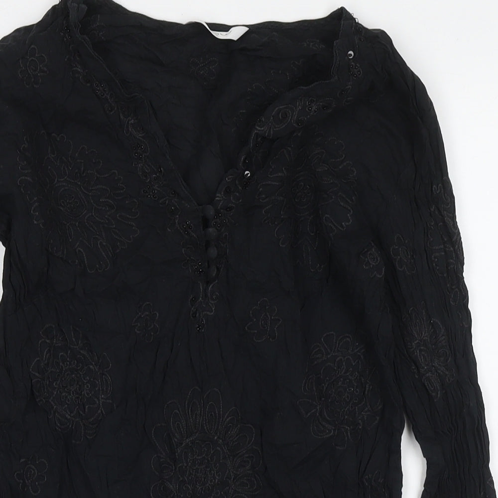 Womens UK Size 10 NEXT Black Tunic Blouse
