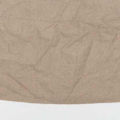 PRETTYLITTLETHING Womens Beige Cotton Mini Skirt Size 10 Button