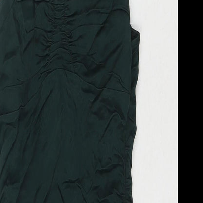 Zara Womens Green Polyester Mini Size S Square Neck Zip