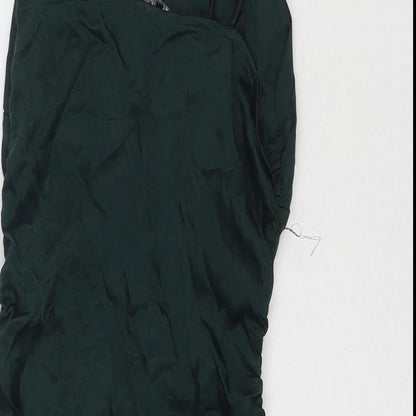 Zara Womens Green Polyester Mini Size S Square Neck Zip