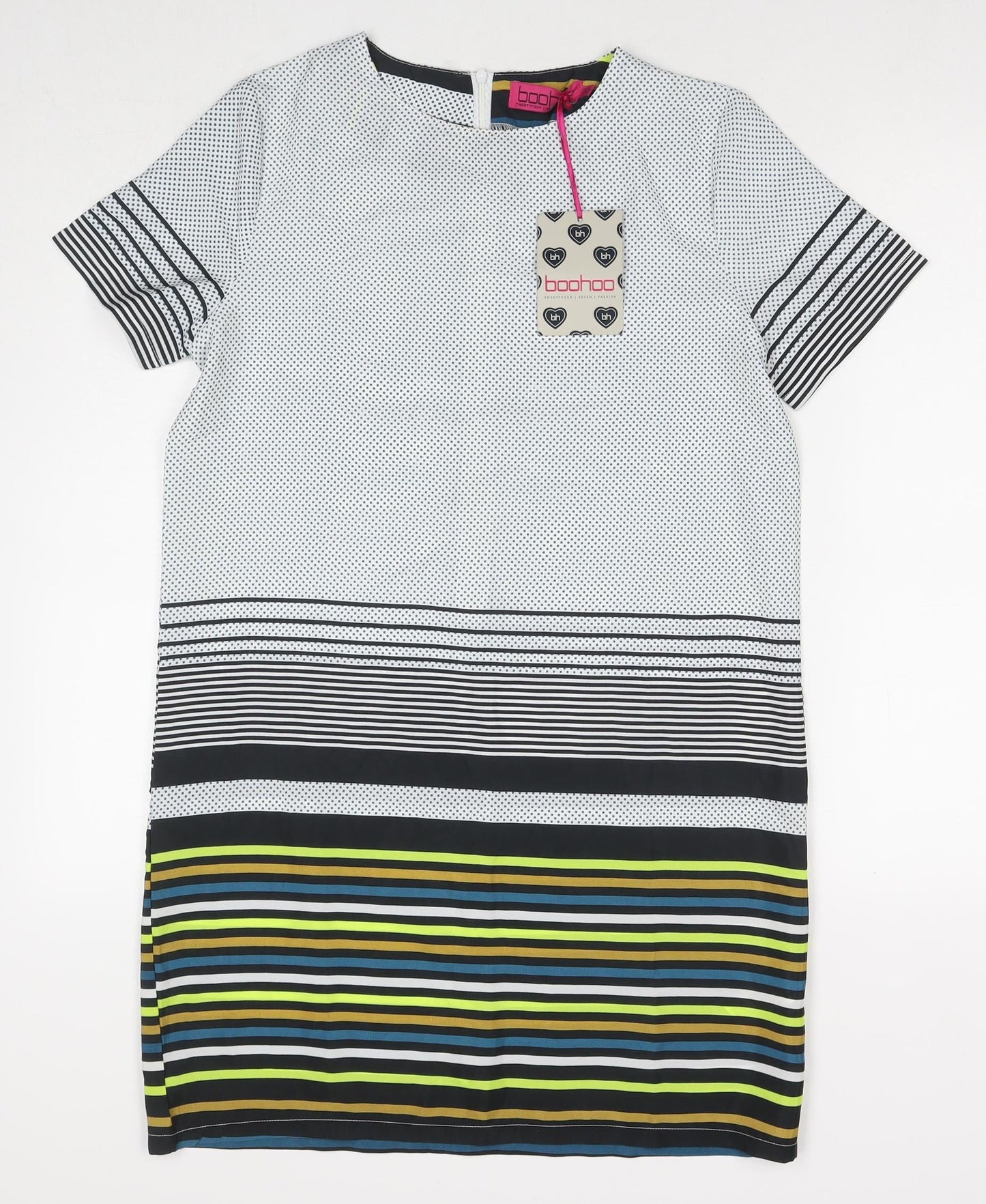 Boohoo Womens Multicoloured Polyester A-Line Size 8 Roll Neck Zip