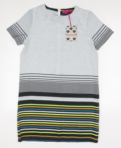 Boohoo Womens Multicoloured Polyester A-Line Size 8 Roll Neck Zip